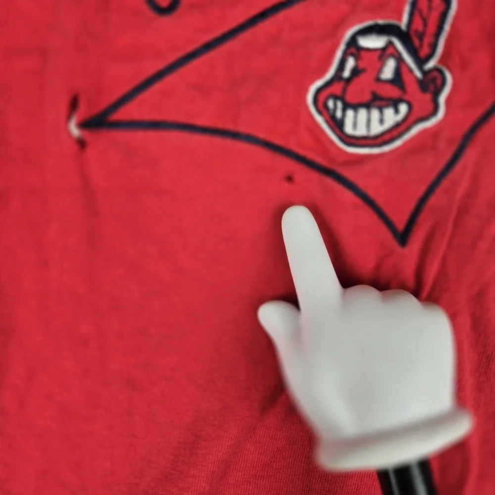 Vintage Cleveland Indians Cursive T-Shirt Sz XXL Lee Sport‎ Made In USA VTG Flaw